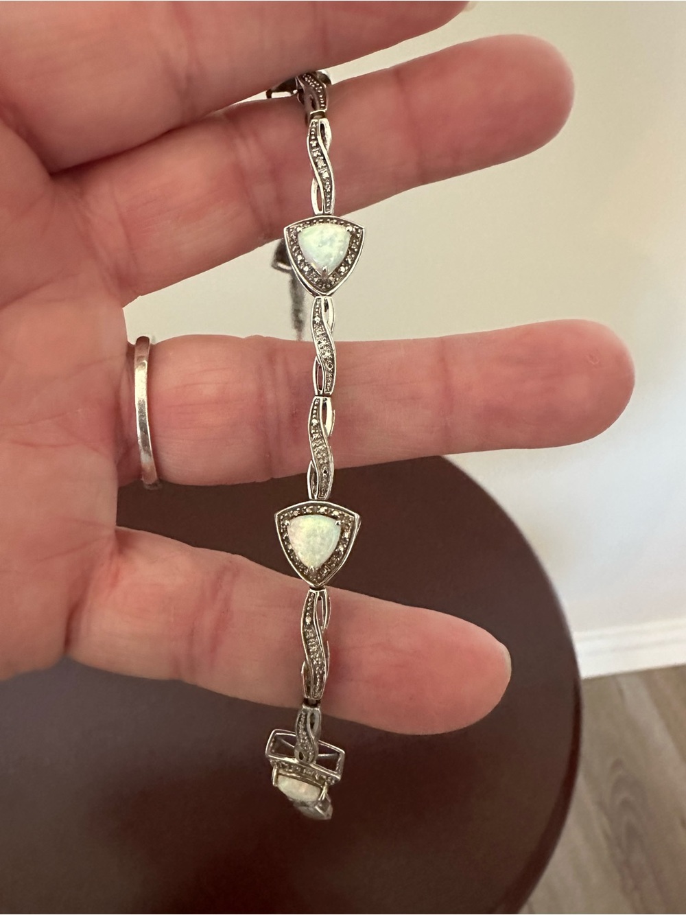 Sterling Silver White Opal Link Bracelet - Women Jewelry